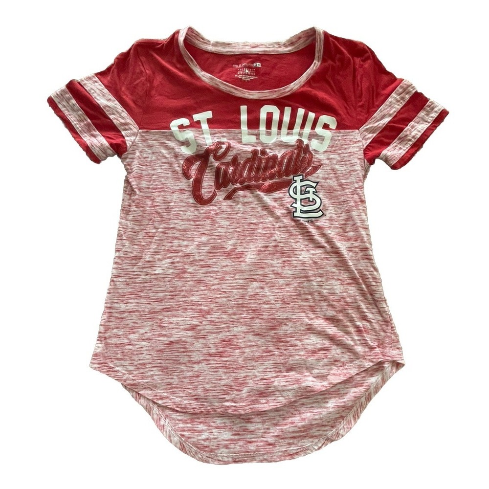St Louis Cardinals T‎ Shirt Womens M Glitter Logo MLB Baseball Top 5th Ocean Era